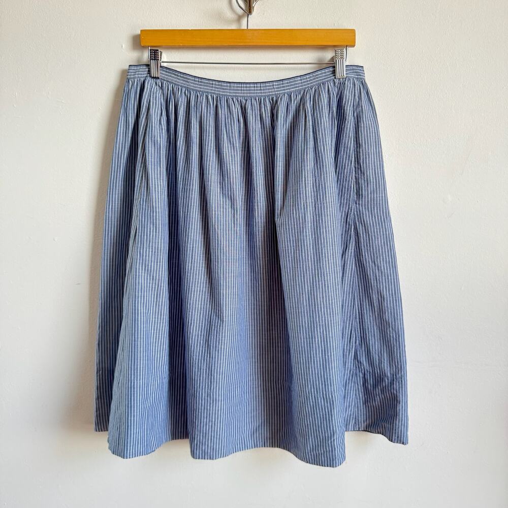 Vince Blue and White Stripe Knee-length Bell Skirt